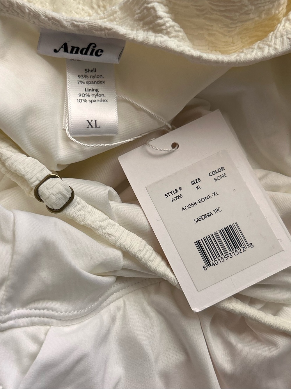 NWT Andie Sardinia One Piece Swimsuit in Bone White Sz XL - Picture 8 of 9